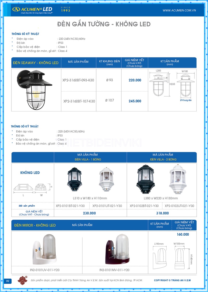 Bảng giá đèn led Acumen mới nhất 2022 103