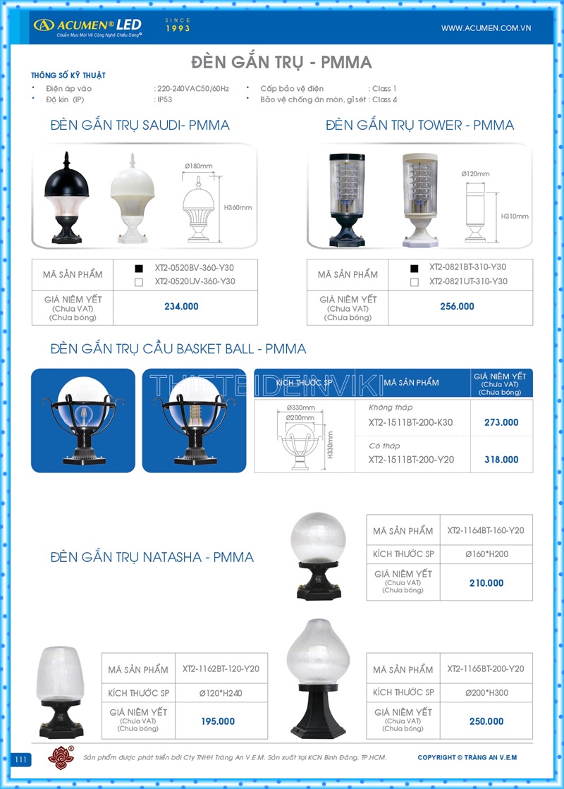 Bảng giá đèn led Acumen mới nhất 2022 115