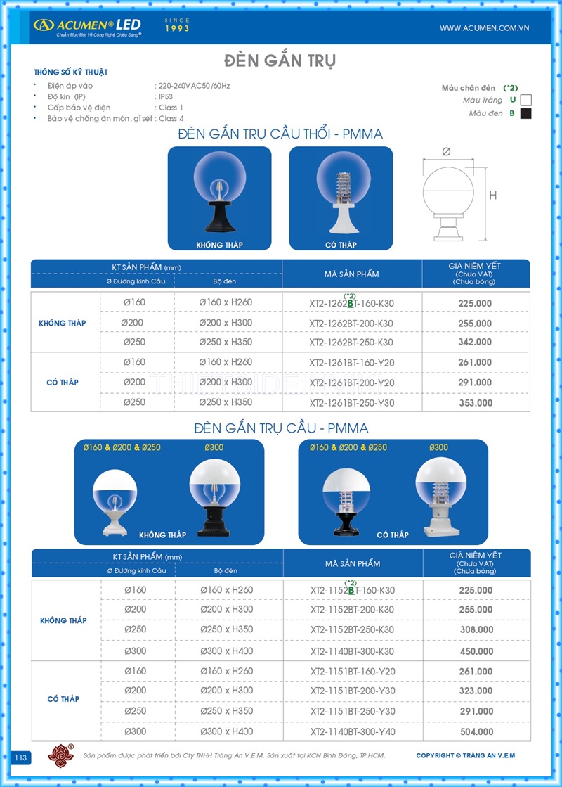 Bảng giá đèn led Acumen mới nhất 2022 117