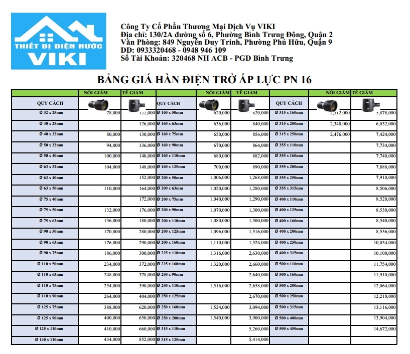 phụ kiện HDPE hàn điện trở áp lực PN16