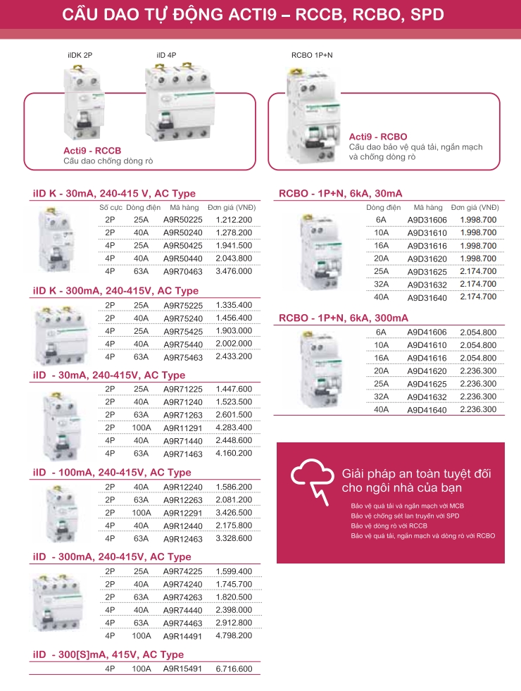 CB Chống giật RCCB và RCBO Schneider