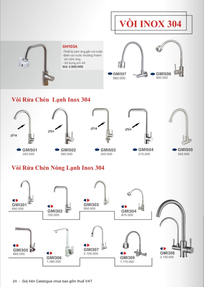 vòi rửa chén inox 304 Gama trang 1