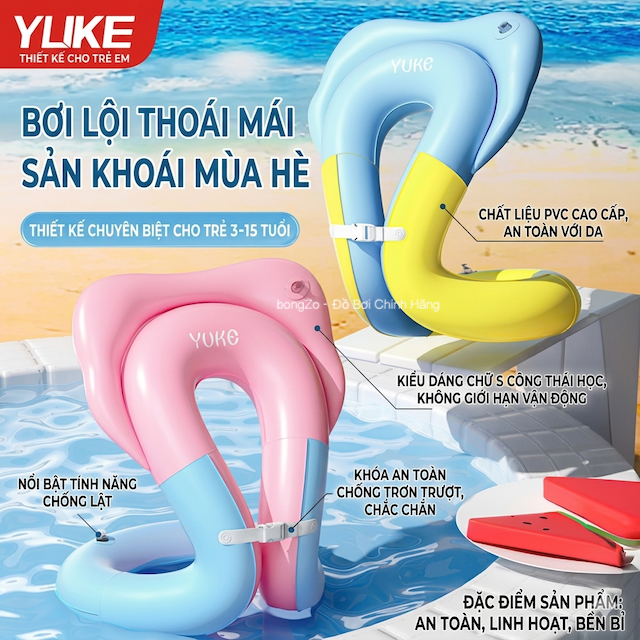 Phao bơi trẻ em chống lật, đỡ tay ngực, an toàn dưới nước
