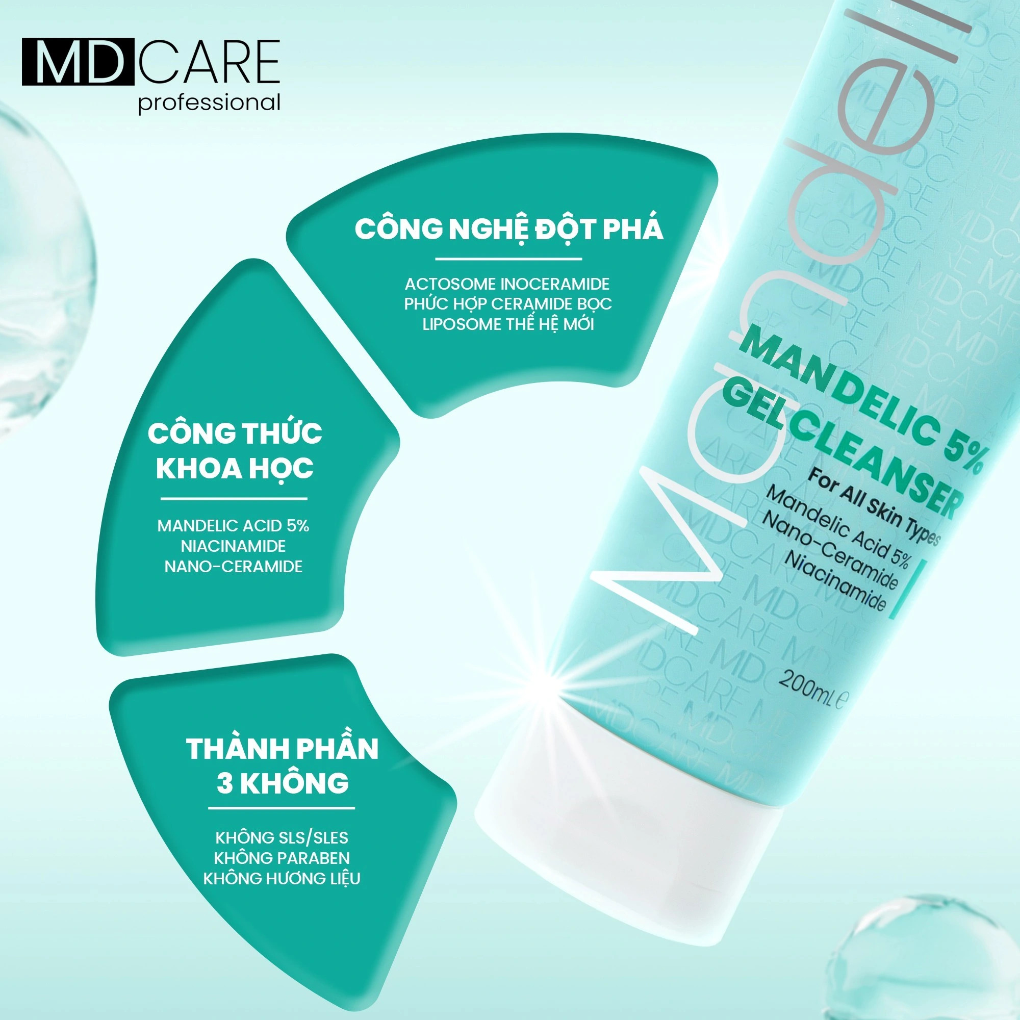 Sữa Rửa Mặt MD CARE Mandelic 5% Gel Cleanser