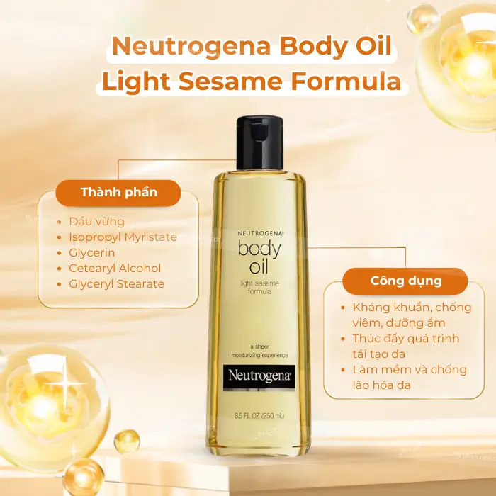 Thành phần của Dầu dưỡng thể Neutrogena Body Oil