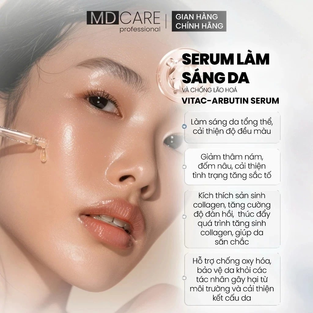 Serum MD Care VitaC-Arbutin dưỡng sáng, chống lão hóa Whitening Advanced Formula