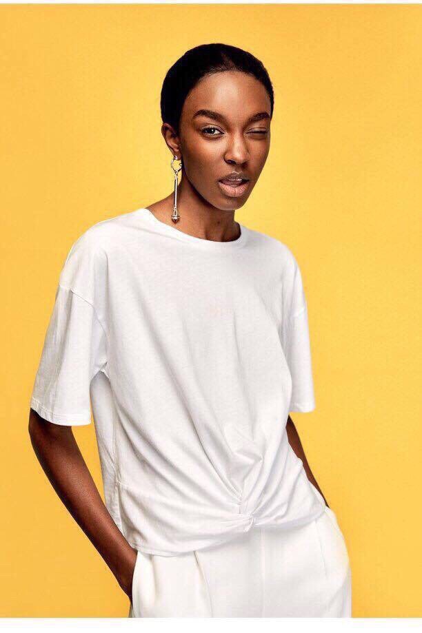 Áo thun cotton xoắn eo Zara