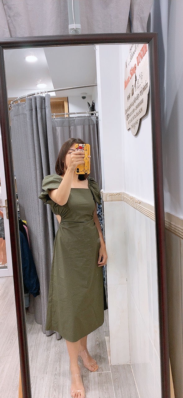 Đầm Tay Bồng Mango
