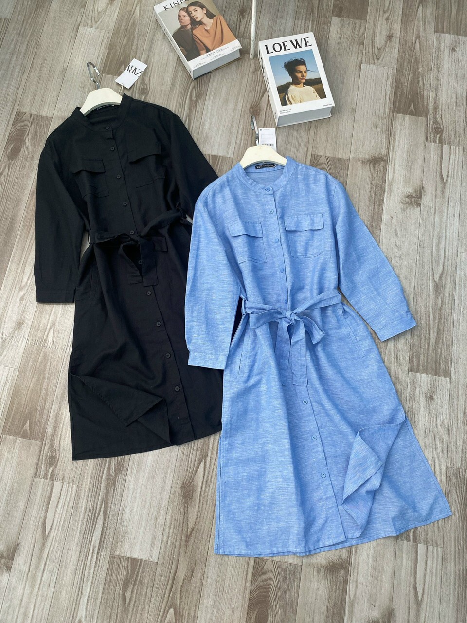 Đầm Linen Cổ Tàu Zara