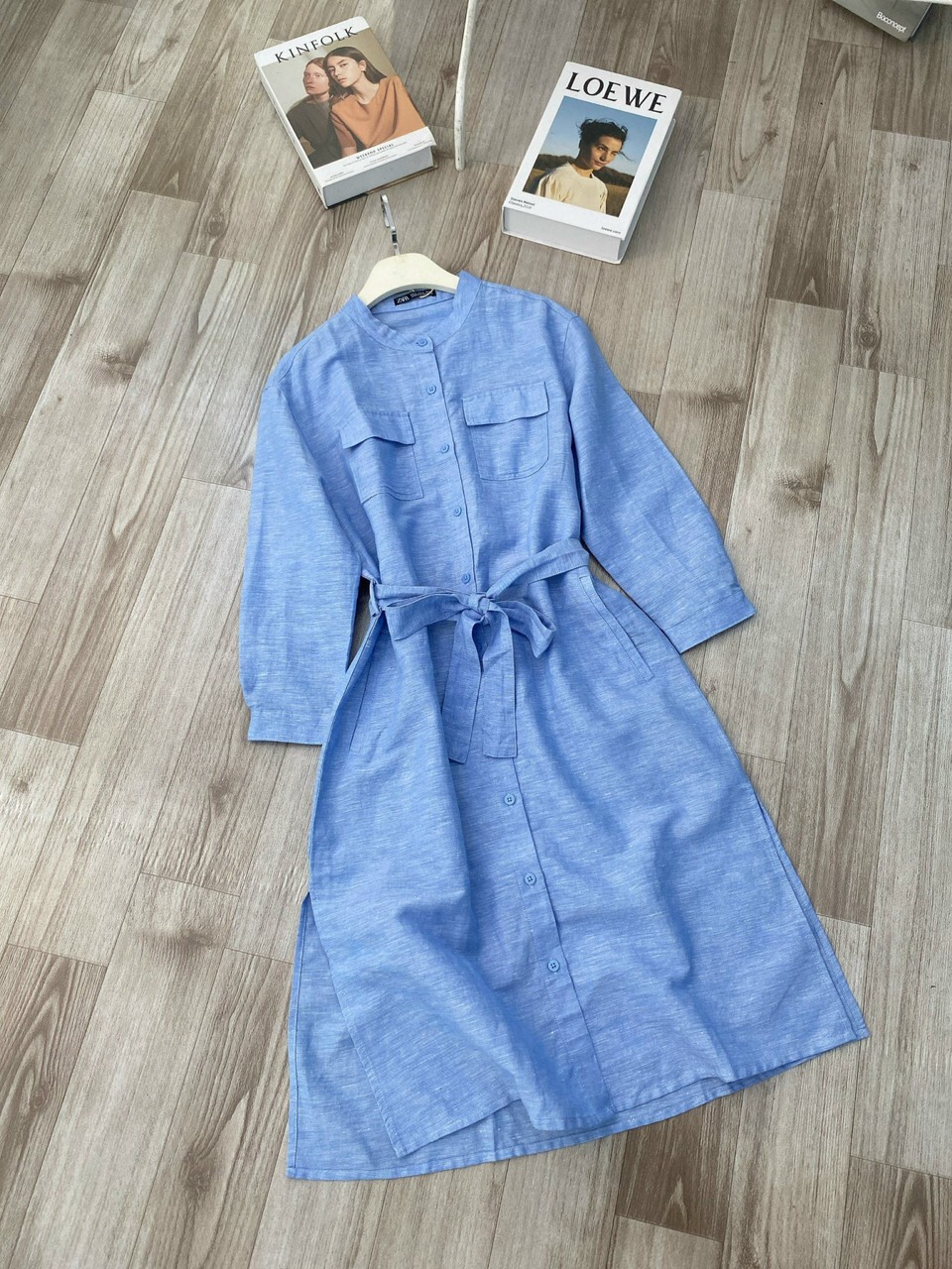 Đầm Linen Cổ Tàu Zara