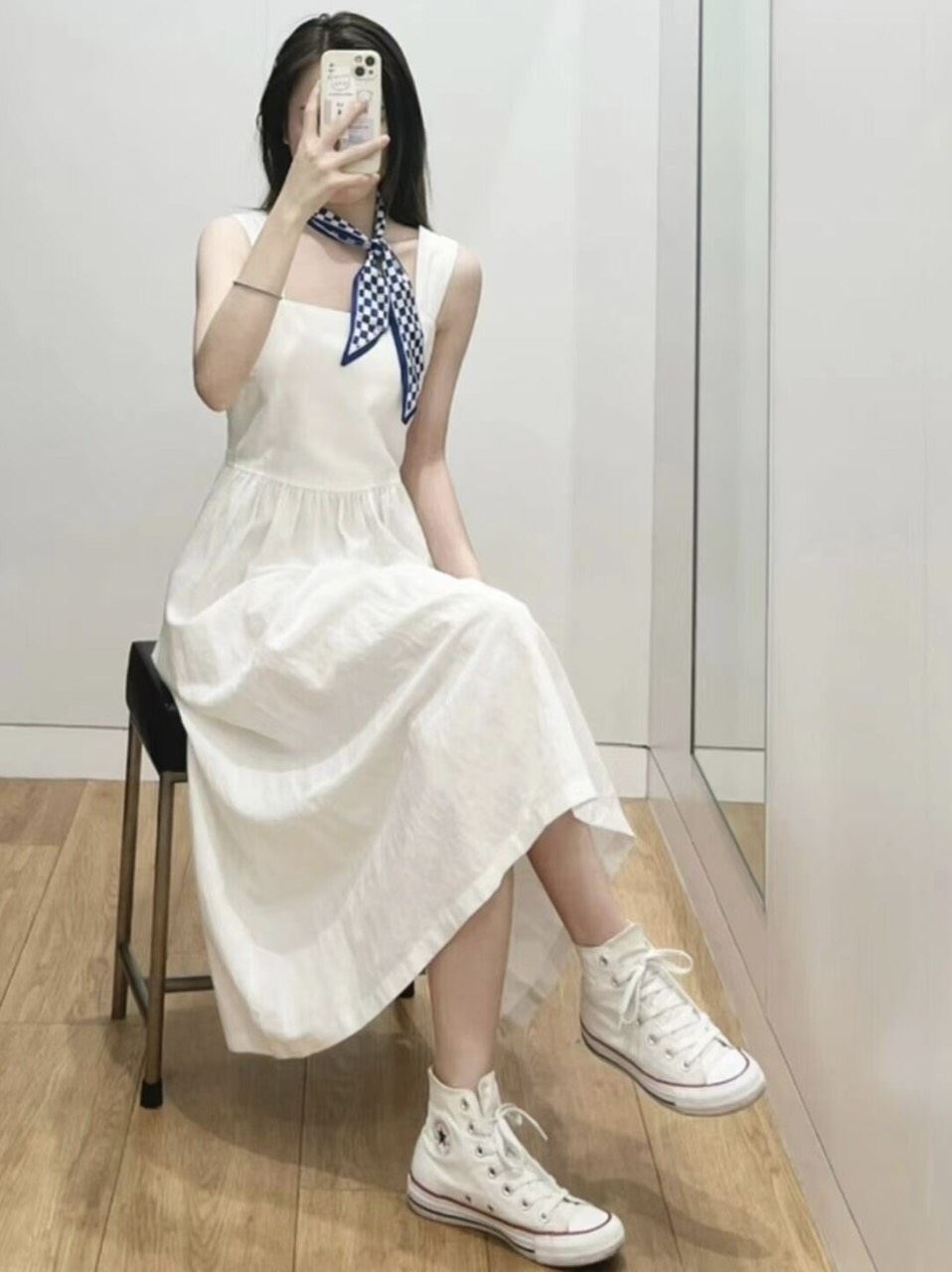 Đầm 2 Dây Trắng Linen
