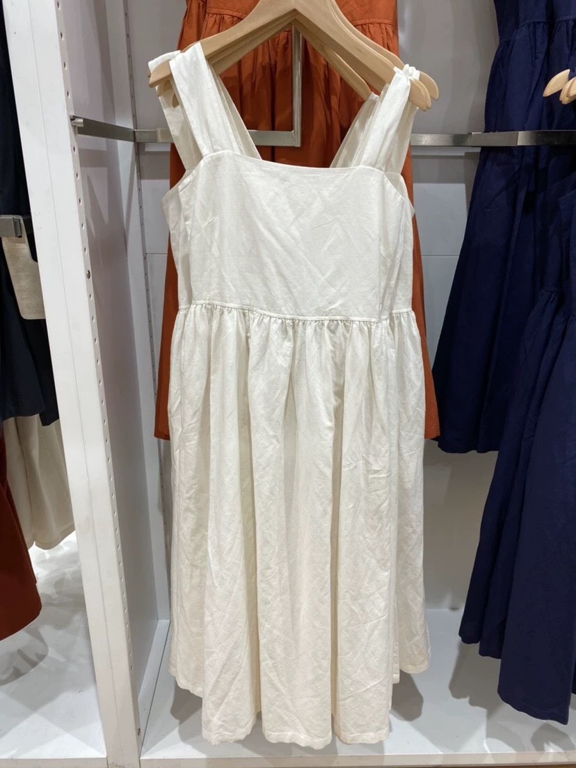 Đầm 2 Dây Trắng Linen