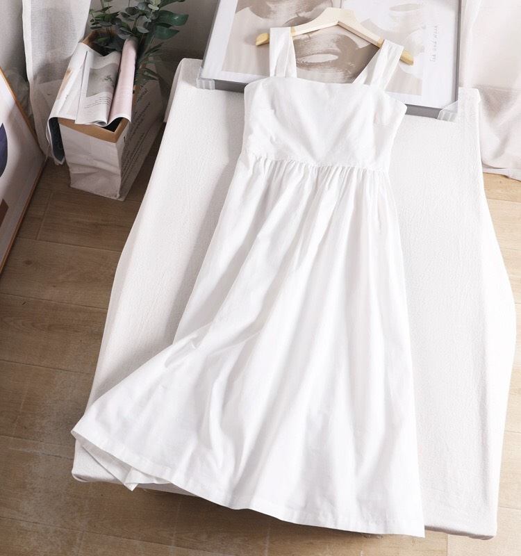 Đầm 2 Dây Trắng Linen