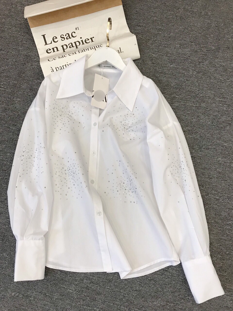 Áo Sơ Mi Thô Đính Hạt Zara