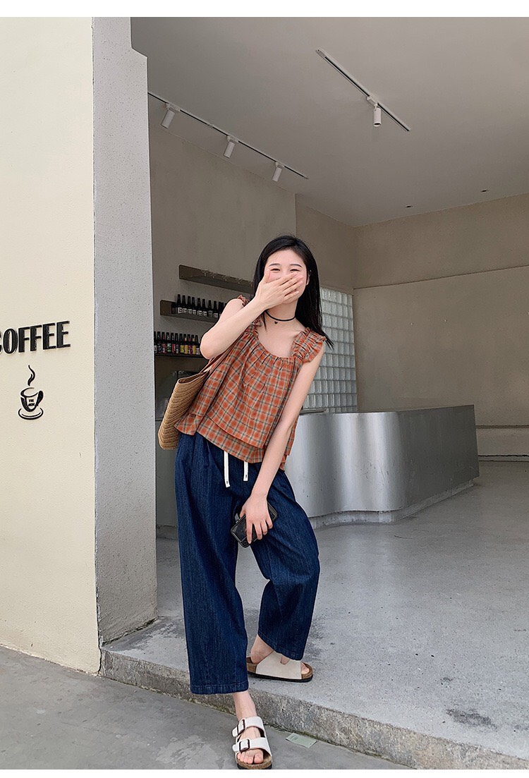 Quần Baggy Denim Bo Gấu Zara