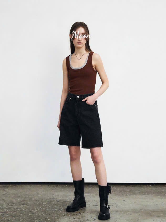 Quần Short Jean Đen Hidden