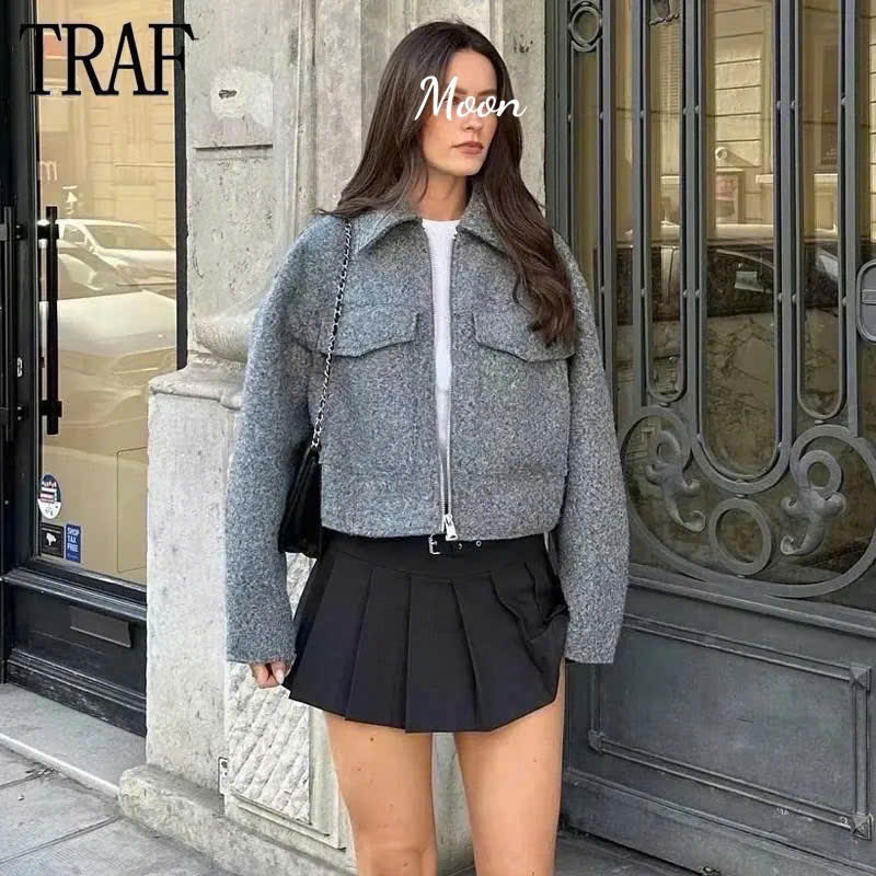 Áo Khoác Dạ Xám Zara