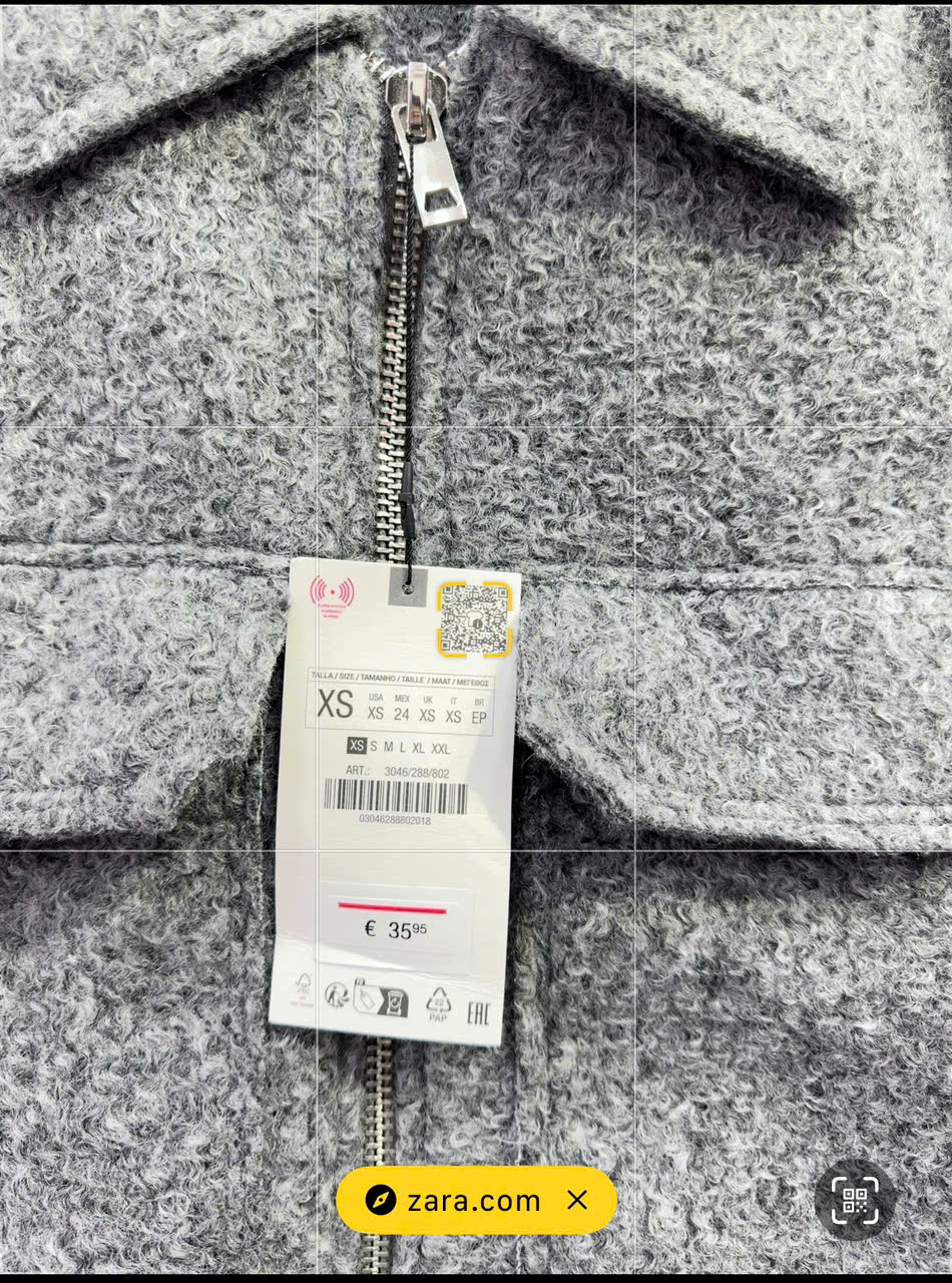 Áo Khoác Dạ Xám Zara