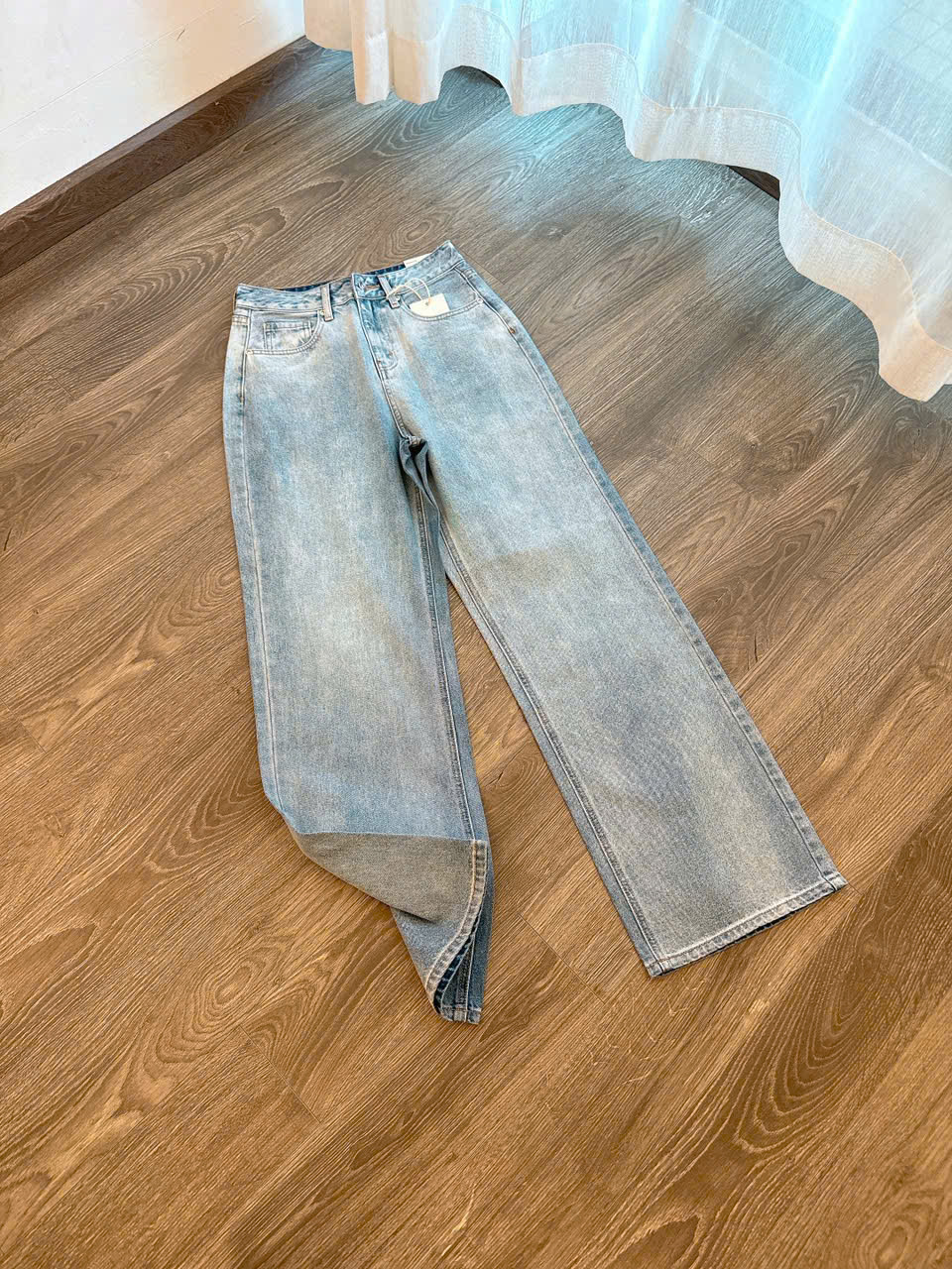 Quần Jean Ống Suông Xanh Nhạt Zara