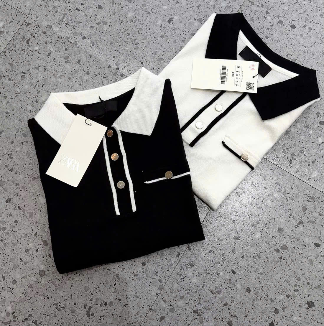 Áo Dệt Cổ Bẻ Zara