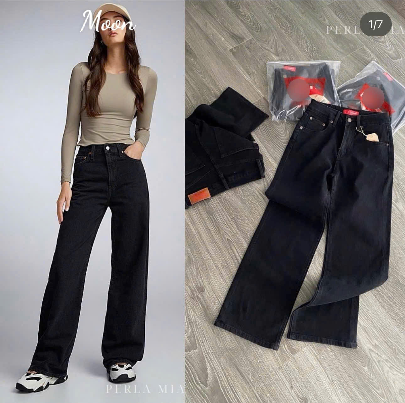 Quần Jean Ống Suông Đen Levis