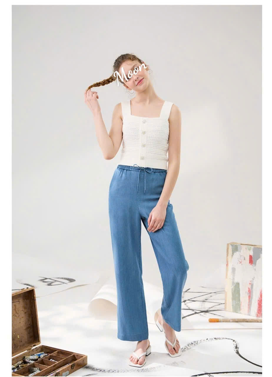 Quần Denim Ống Suông Xuất Hàn