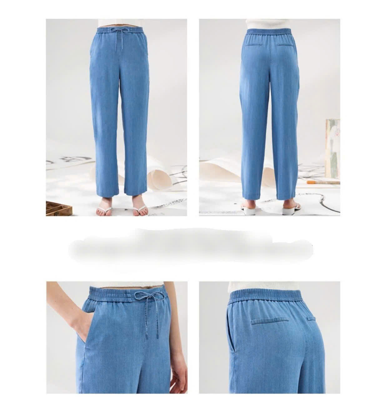 Quần Denim Ống Suông Xuất Hàn