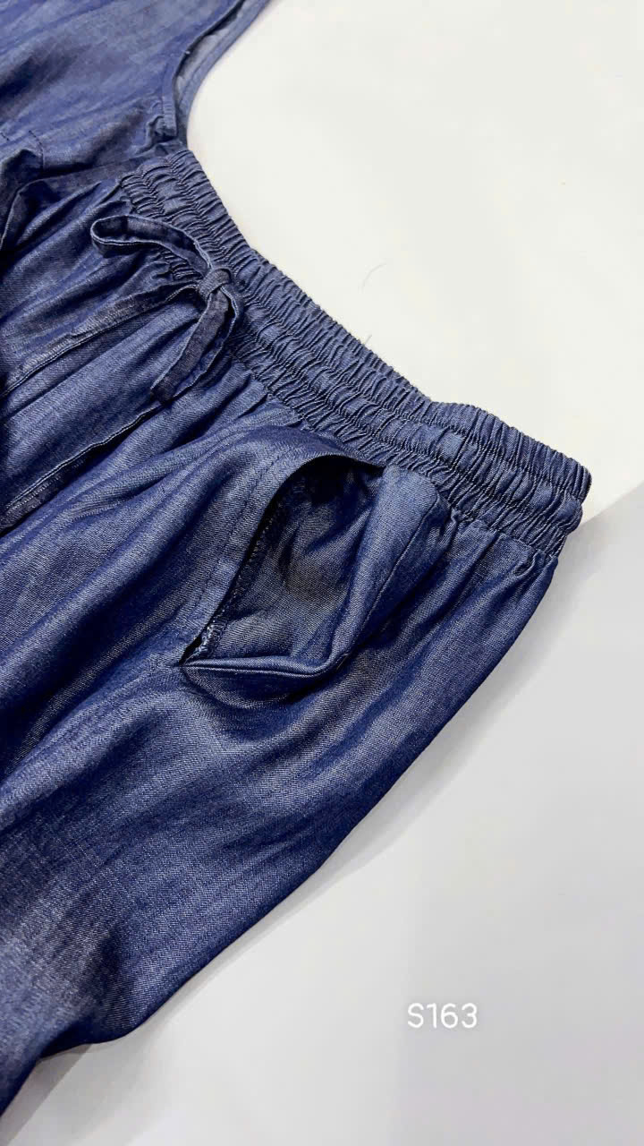 Sét Áo Sát Nách Và Quần Suông Denim Oliver