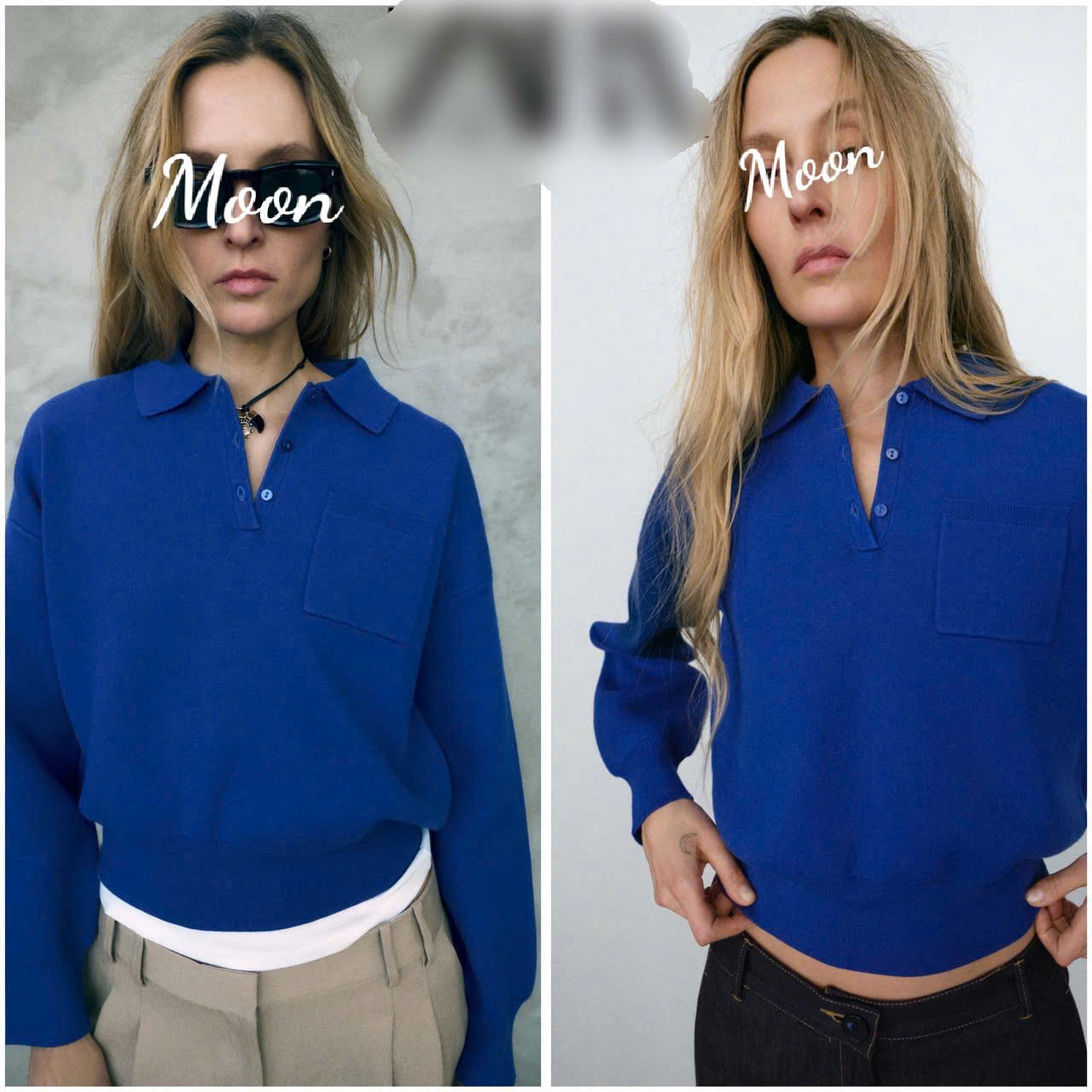 Áo Len Polo Xanh Coban Zara