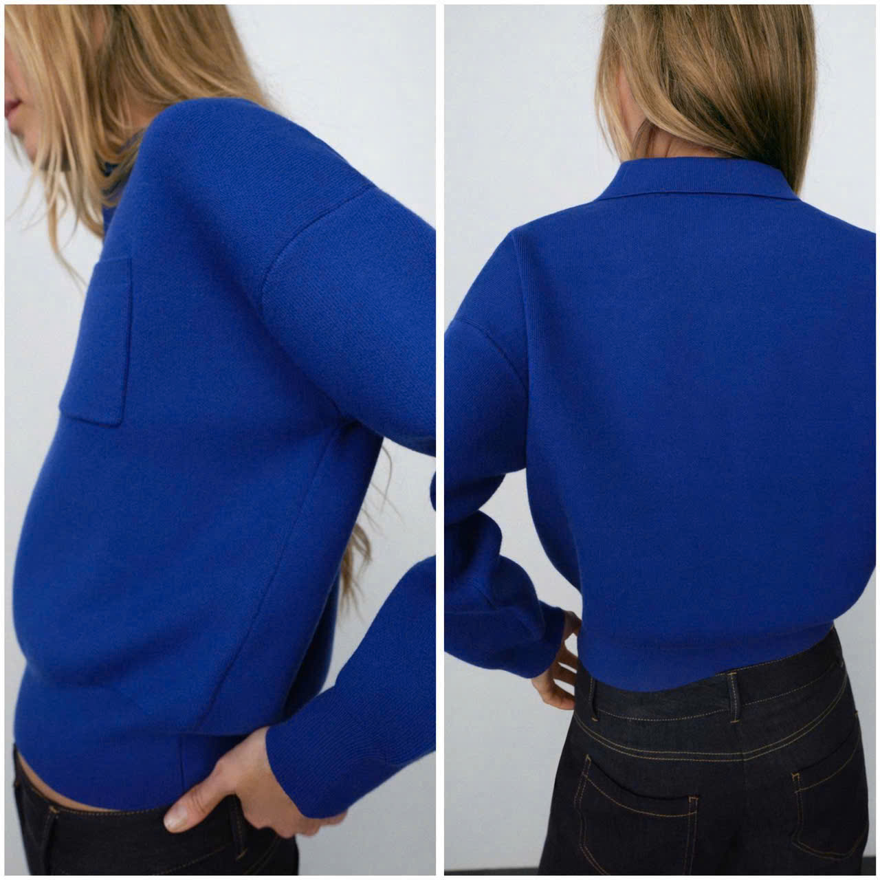 Áo Len Polo Xanh Coban Zara