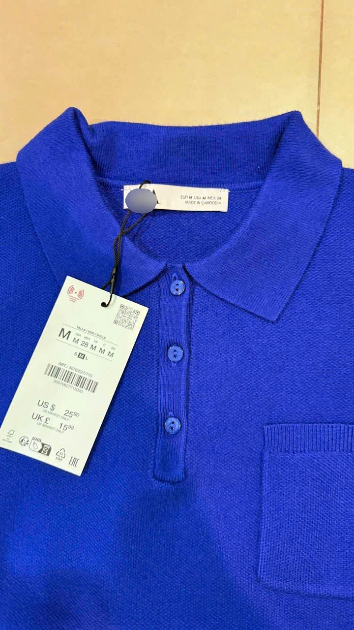 Áo Len Polo Xanh Coban Zara