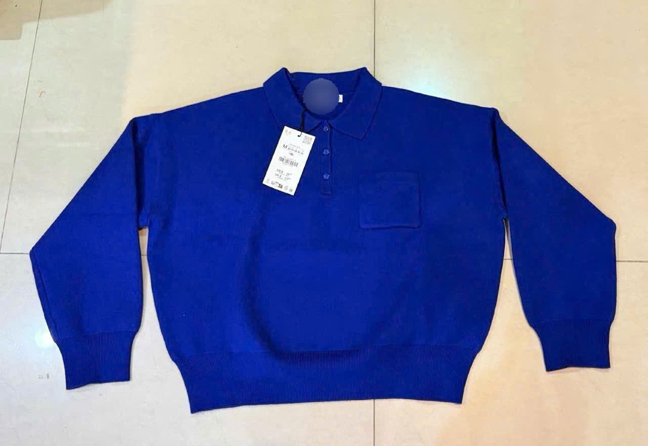 Áo Len Polo Xanh Coban Zara