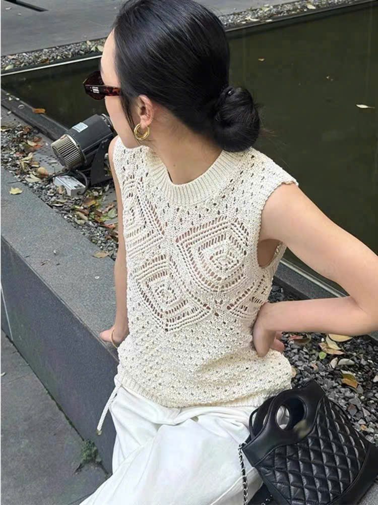 Áo Dệt Móc Sát Nách P Knitwear