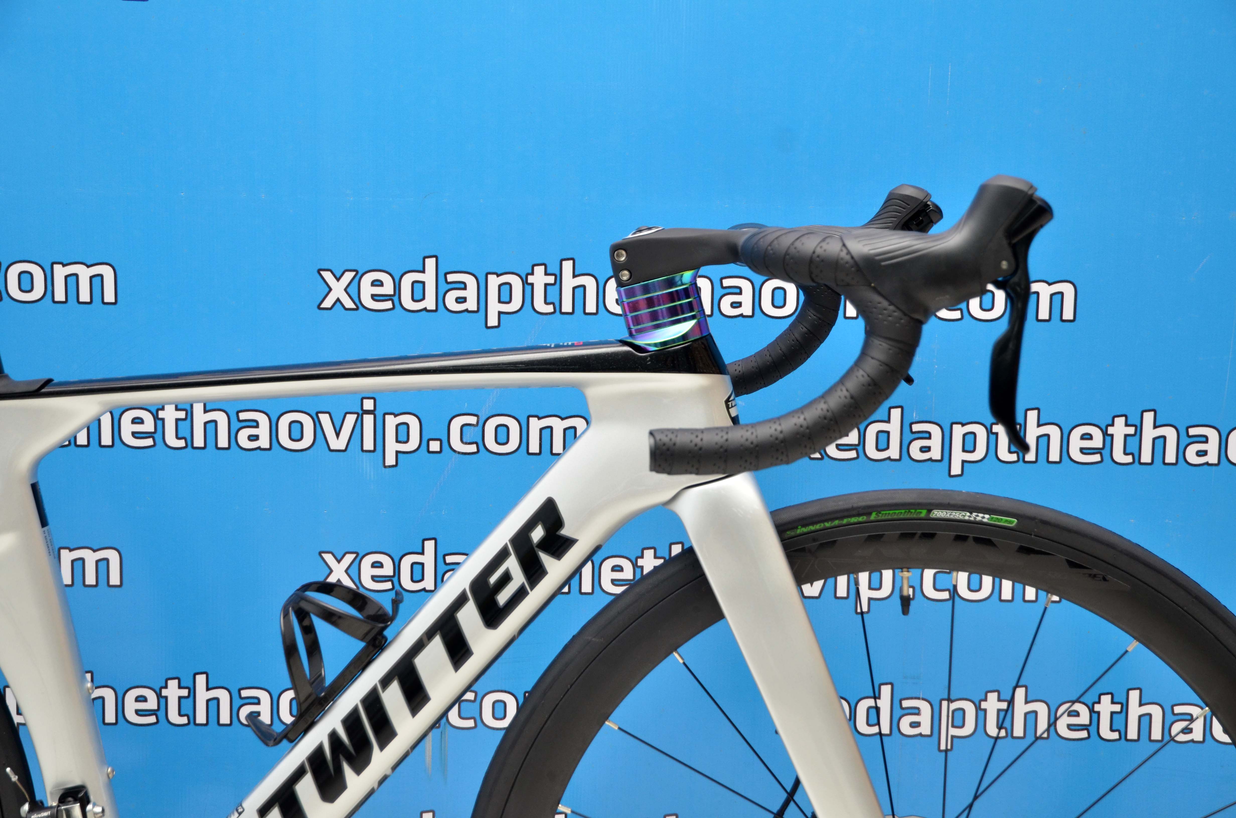 Xe Đạp Đua TWITTER R12 RS-22: Khung+Càng+Cọc yên = Carbon, Tay lái liền ...