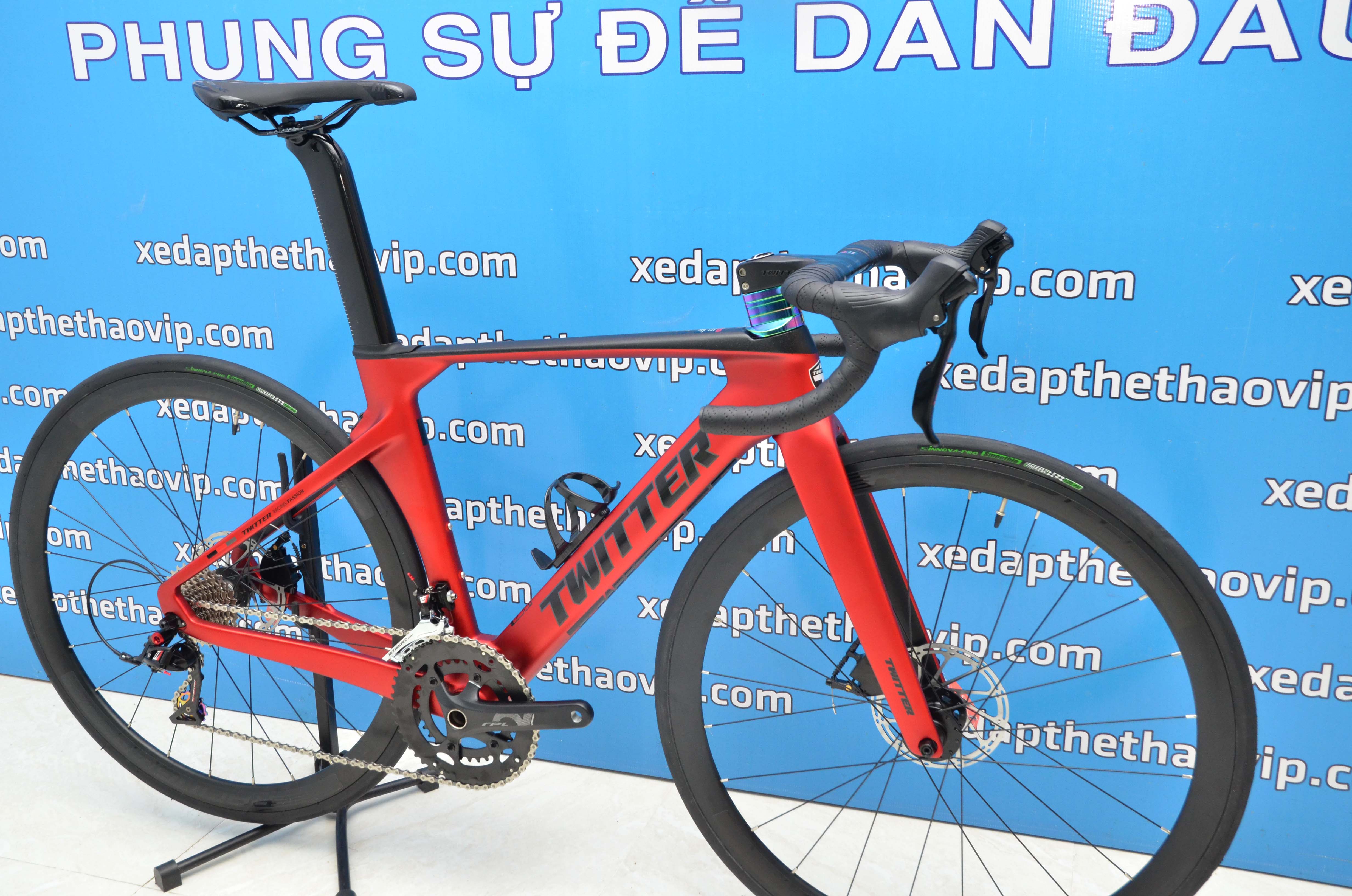 Xe Đạp Đua TWITTER R12 RS-22: Khung+Càng+Cọc yên = Carbon, Tay lái liền ...