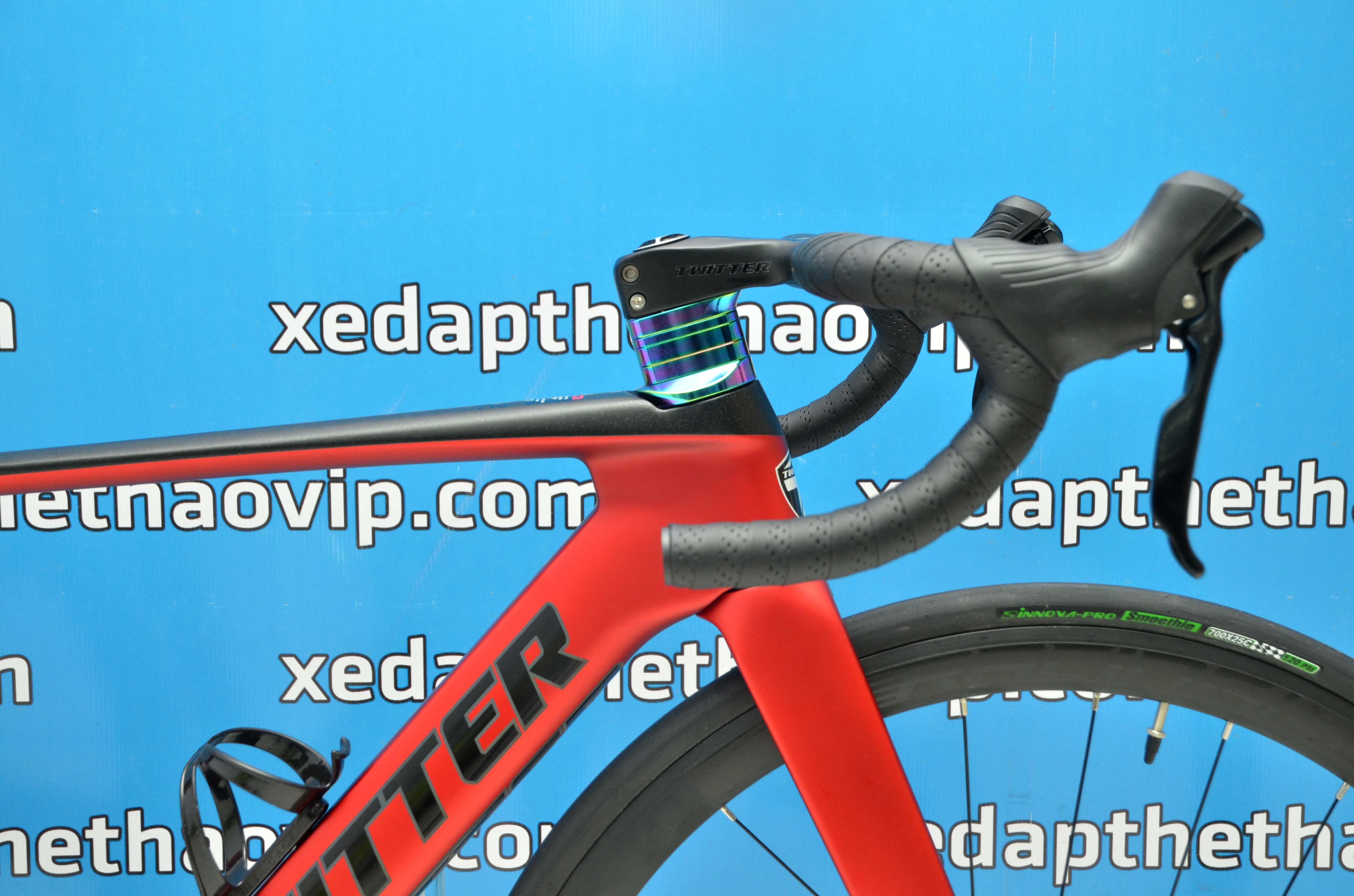 Xe Đạp Đua TWITTER R12 RS-22: Khung+Càng+Cọc yên = Carbon, Tay lái liền ...