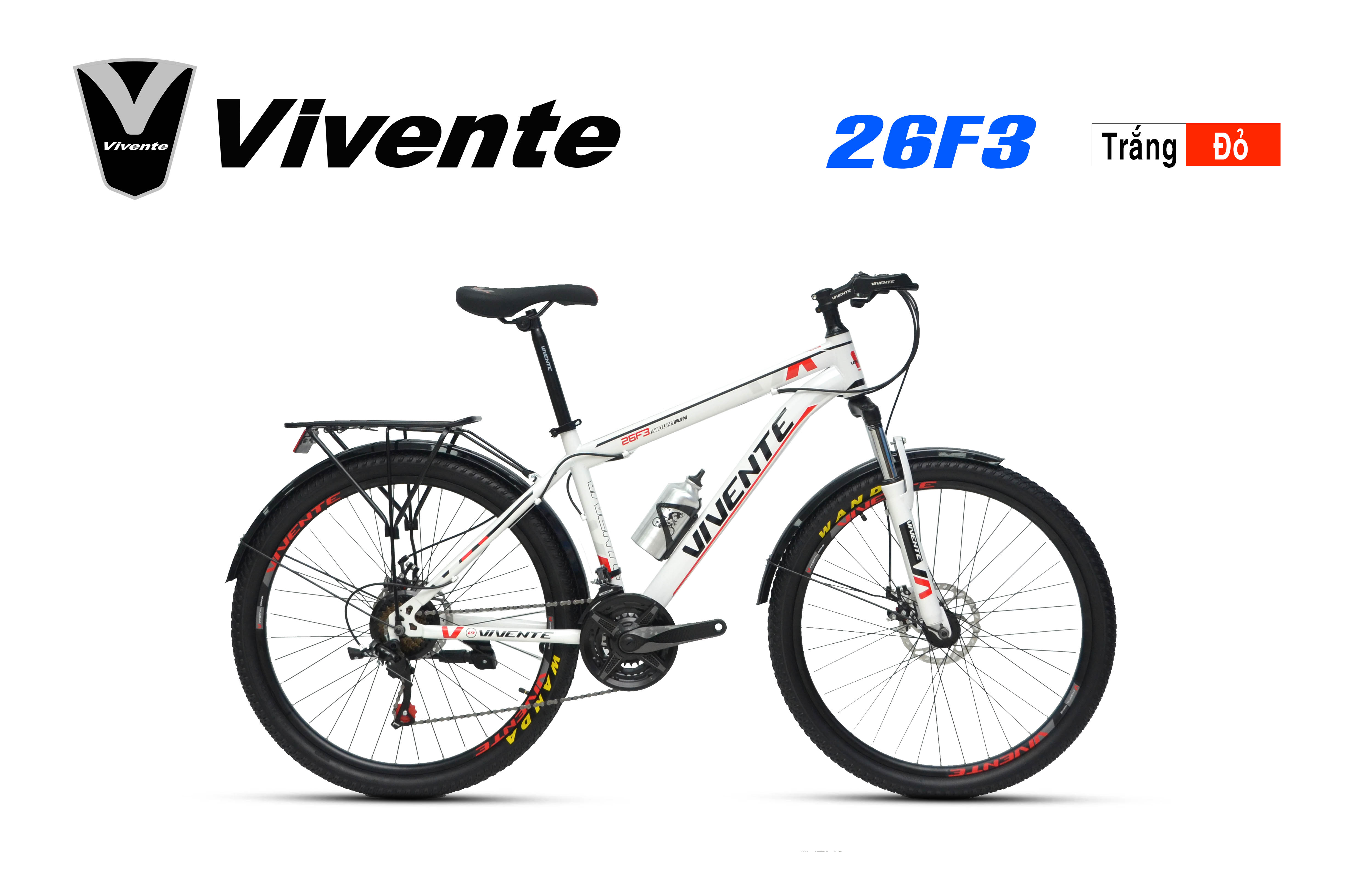 VIVENTE 26F3 - một chiếc xe đạp địa hình đầy cảm hứng và tiện nghi. Với bộ khung nhôm cao cấp, hệ thống phanh đĩa thủy lực, bộ truyền động Shimano 24 tốc độ và các phụ kiện tiện ích, chiếc xe đạp VIVENTE 26F3 sẽ đem đến cho bạn cảm giác an toàn, thoải mái và hứng khởi mỗi khi ra ngoài.
