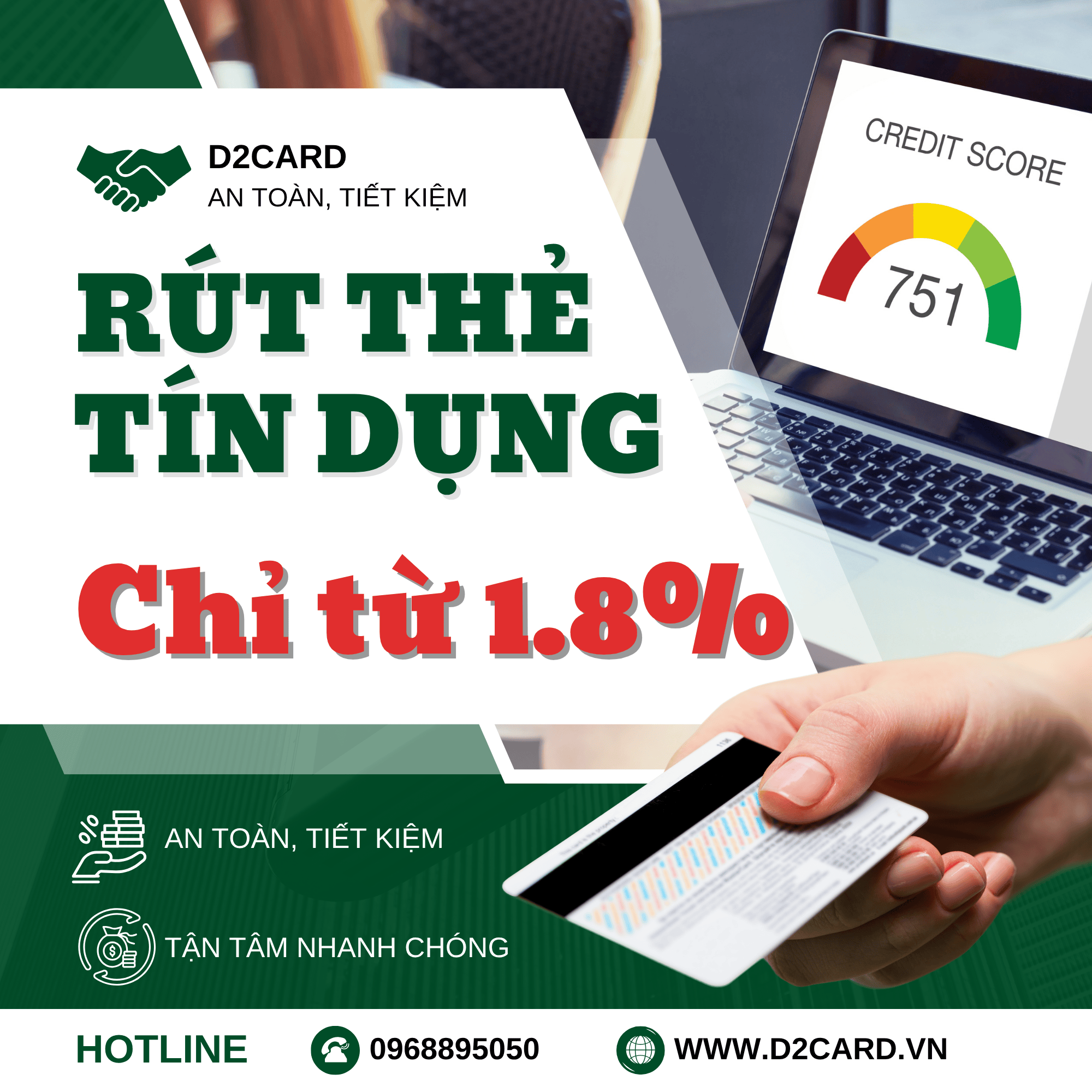 Rút thẻ tín dụng tại D2card