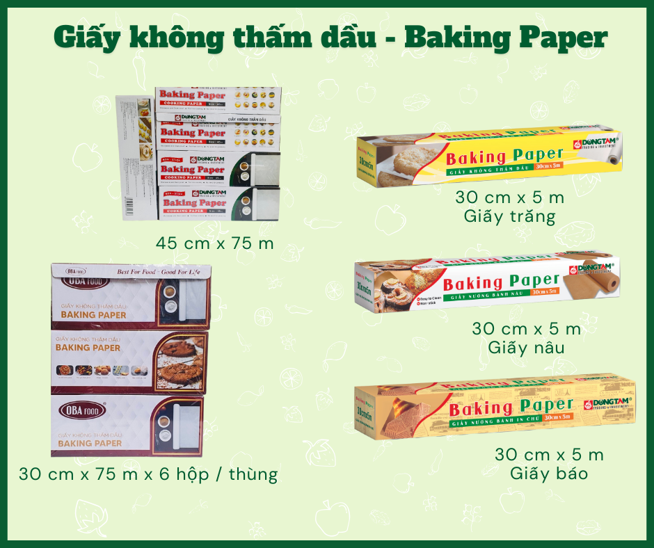 Kiến thức về Giấy nến, giấy không thấm dầu để nướng bánh.