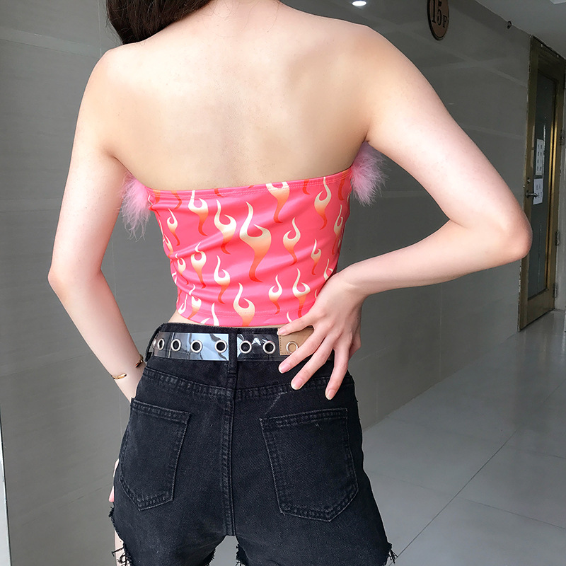 Áo Croptop quây lông ngọn lửa