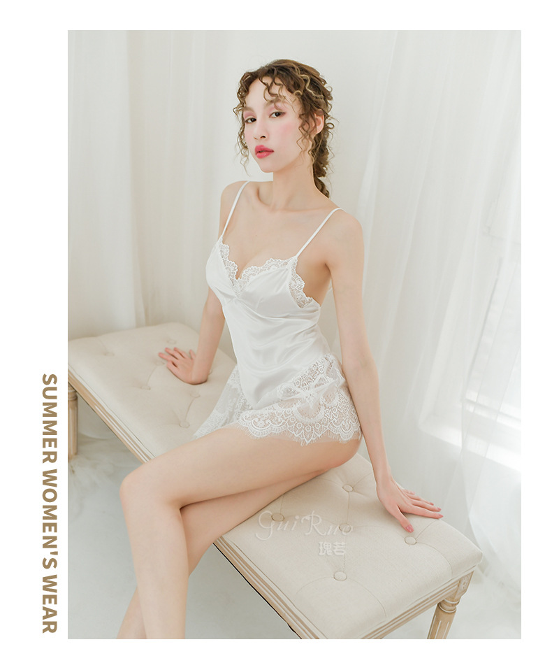 Váy ngủ lụa chân xòe ren