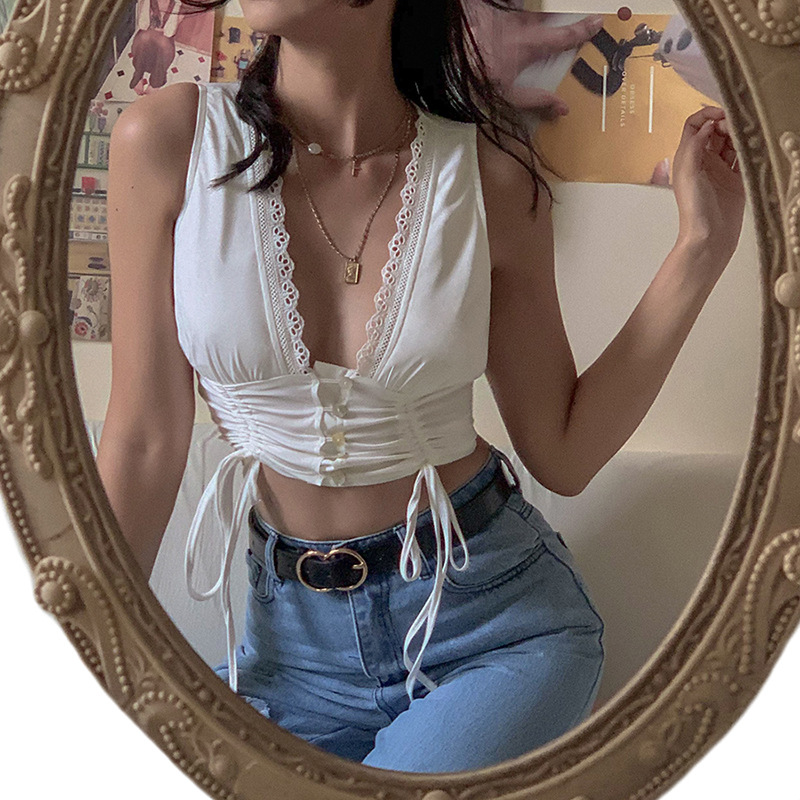 Áo Croptop khuy dây dài