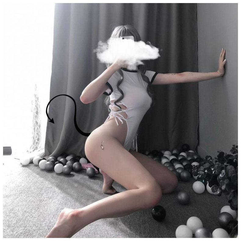 Bodysuit cộc tay dây đan hông sexy
