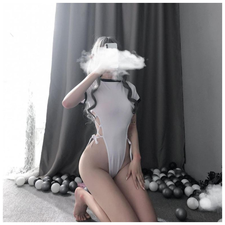 Bodysuit cộc tay dây đan hông sexy