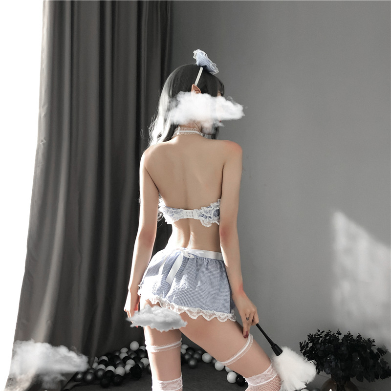 Set ngủ Cosplay giúp việc tạp dề caro