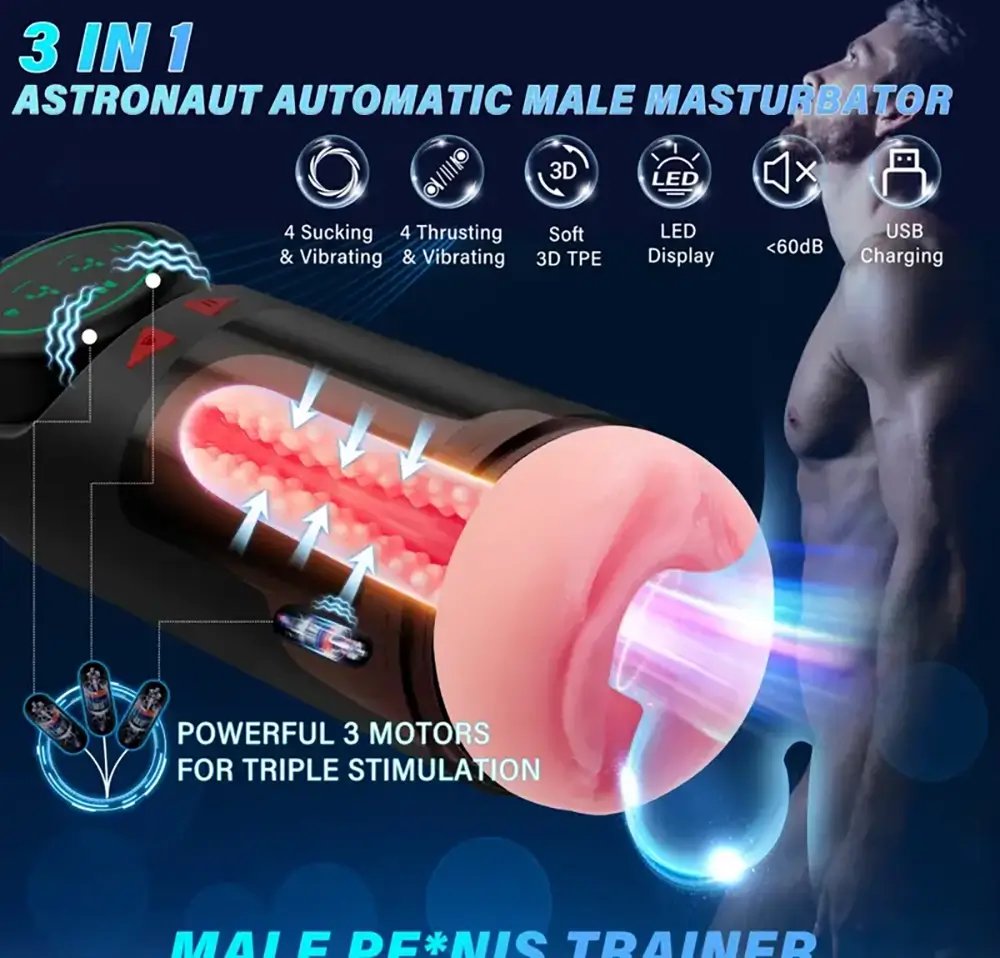 Âm đạo giả tự động GloryFox 4 chế độ rung thụt hút siêu mạnh siêu khủng