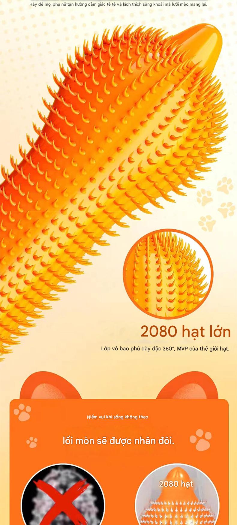Bao Cao Su Gai 2080 Hạt OLO điểm G lưỡi mèo tăng khoái cảm