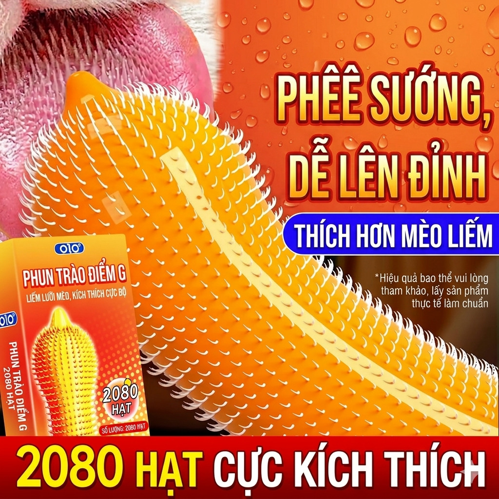 Bao Cao Su Gai OLO 2080 Hạt Nổi Lưỡi Mèo Tăng Cảm Giác