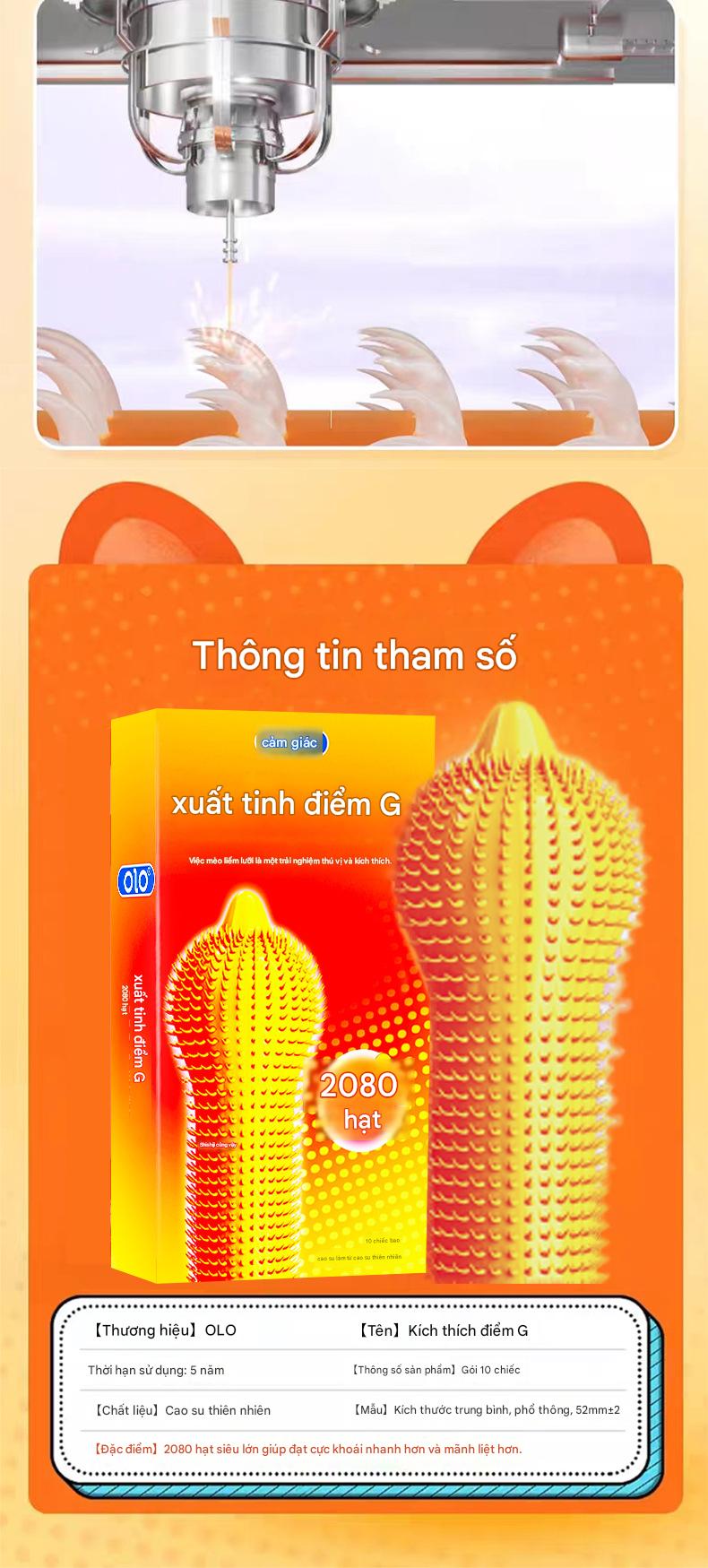 Bao Cao Su Gai OLO 2080 Hạt Nổi Lưỡi Mèo Tăng Cảm Giác