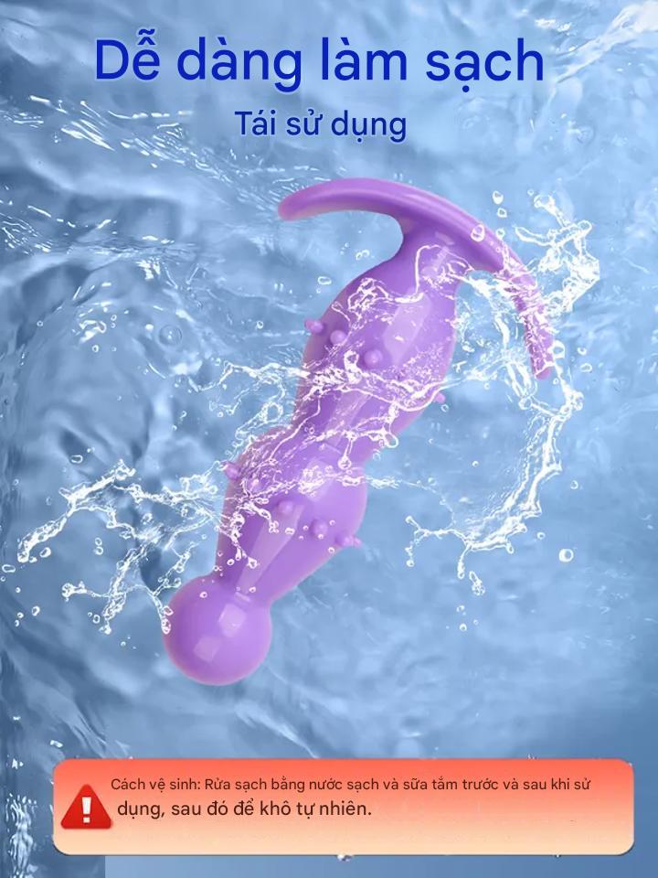 Butt Plug Silicon gai 3 tầng có đế mỏ neo